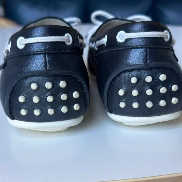 Cole Haan Grand OS Boat Shoes 9.5W Navy Leather Studded Heel - Picture 14 of 16